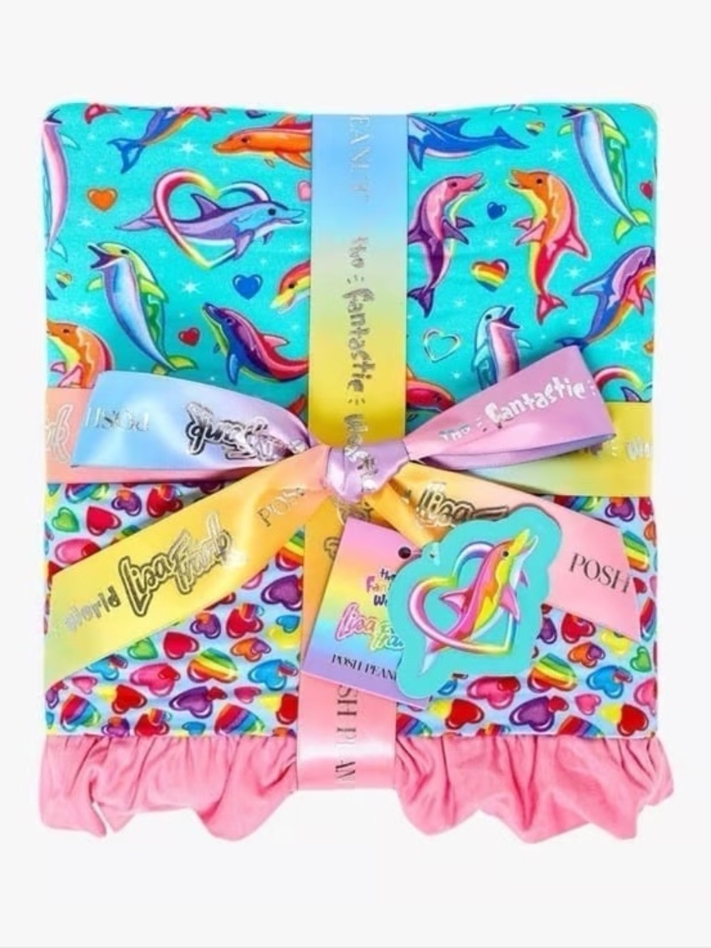 Whimsical Dolphin Kids Throw Blanket - Turquoise & Pink